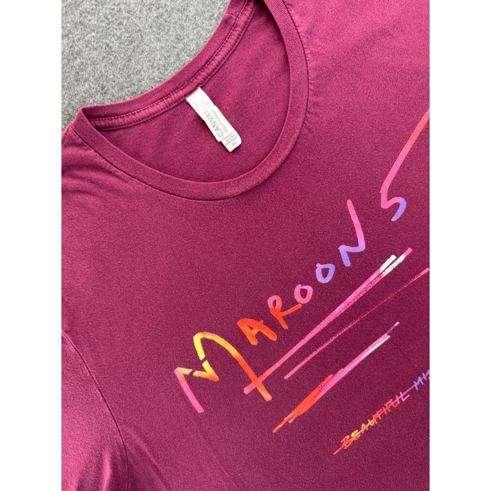 Maroon 5‎ Beautiful Mistakes Tour T Shirt Burgundy Graphic Tee Mens Size 2XL